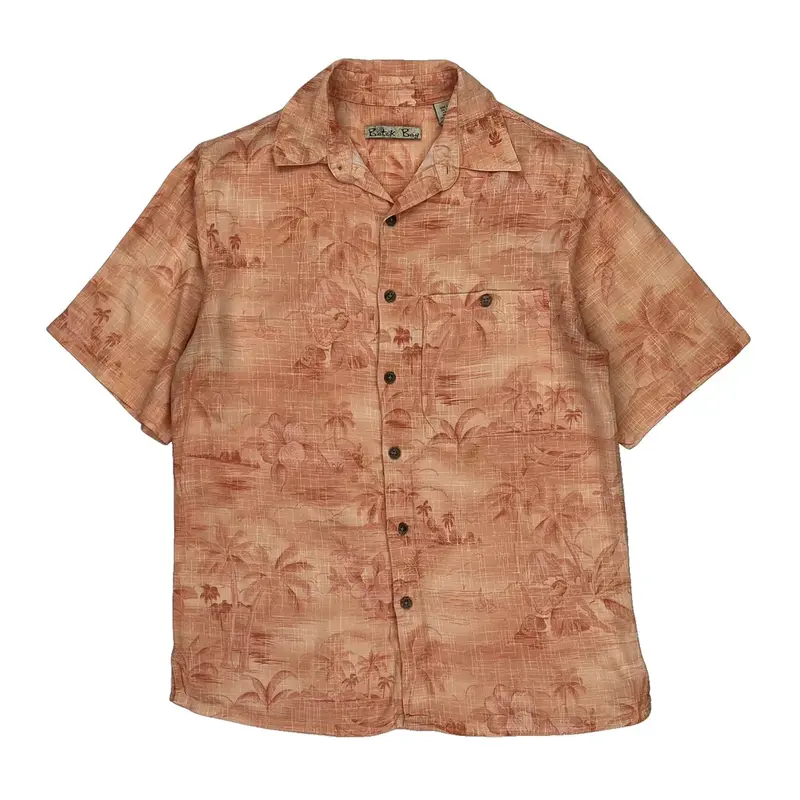 Hawaiian Batik Bay Hawaiian Shirt - Small Orange Rayon