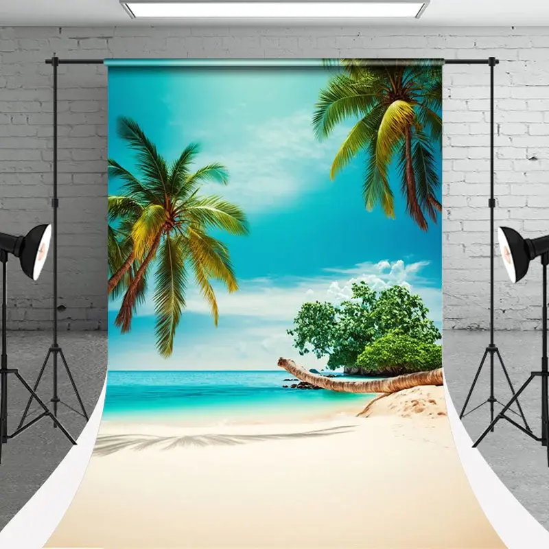 Coconut Trees Beach Holiday Photo Sweep Backdrop - Aperturee