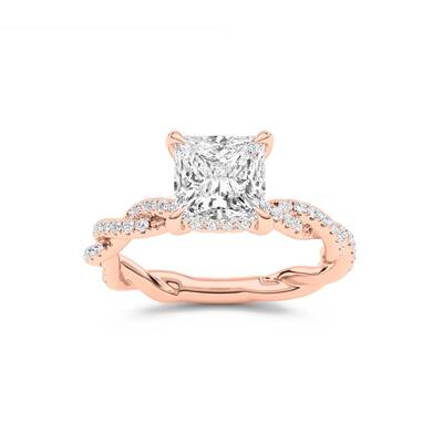 ChiraTan Princess Cut Lab Grown Diamond Engagement Ring | 10K Rose Gold 3 7/8 CT. TW.