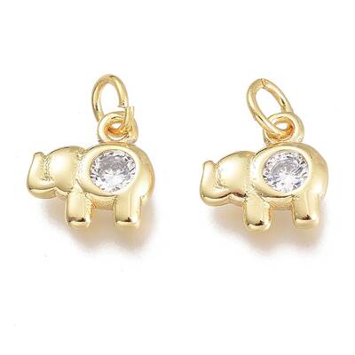 Brass Micro Pave Clear Cubic Zirconia Charms