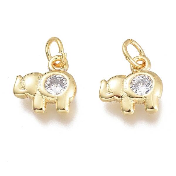 Brass Micro Pave Clear Cubic Zirconia Charms