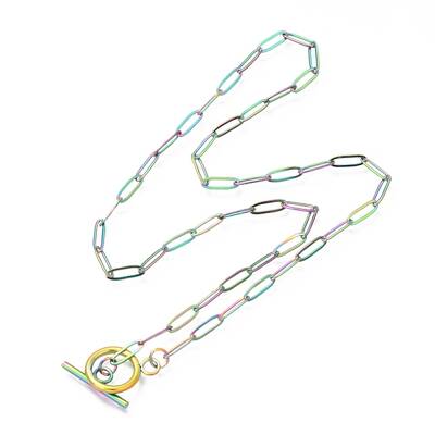 Unisex PVD Vacuum Plating 304 Stainless Steel Paperclip Chain Necklaces