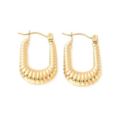 Ion Plating(IP) 304 Stainless Steel Rectangle Hoop Earrings