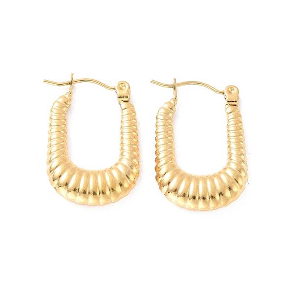 Ion Plating(IP) 304 Stainless Steel Rectangle Hoop Earrings