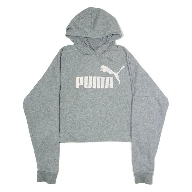 PUMA Cropped Girls Grey Hoodie 15-16Y
