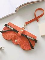 Cute Sunglasses Protective Case for Women, Plain Artificial Leather Design Textured Glasses Bag, Creative and Fashionable Por...
