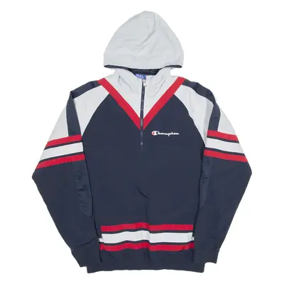 CHAMPION Mesh Lined Mens Anorak Jacket Blue Hooded S