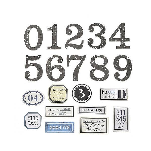 20Pcs Retro Number Paper Waterproof Stickers