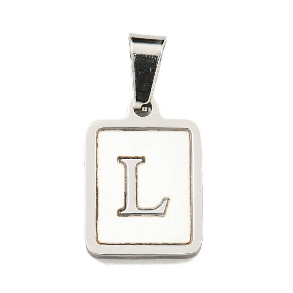 304 Stainless Steel Pave Natural White Shell Pendants