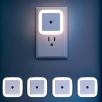 LED Lights, 4 Counts Plug-in Night Lamp, Ambient Light with Smart Sensor, Night Lamp for Room & Hallway, LED Lamps for Bedroo...