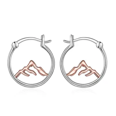 Sterling Silver Two-tone Mountains Drop Earrings