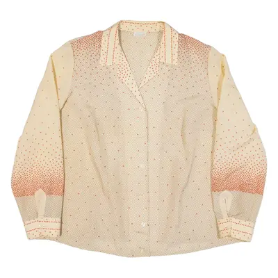 Womens Shirt Beige Silk Spotted Long Sleeve L