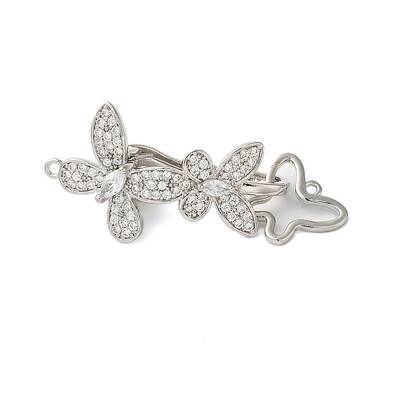 Brass Micro Pave Clear Cubic Zirconia Fold Over Clasps
