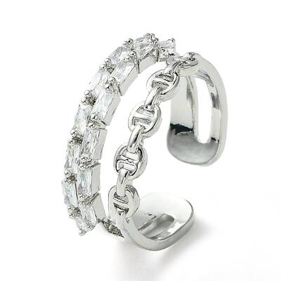 Brass Micro Pave Cubic Zirconia Ring