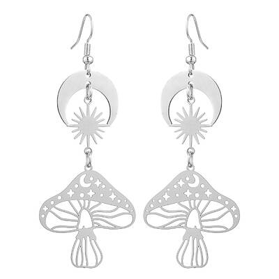 Brass & Stainless Steel Dangle Earrings