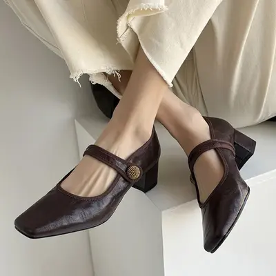 CHIKO Jane Square Toe Block Heels Mary Jane Shoes