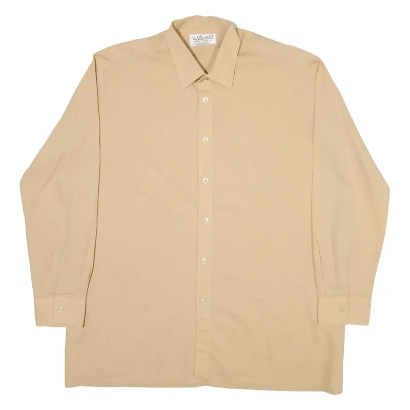 Mens Plain Shirt Brown Viscose Long Sleeve L