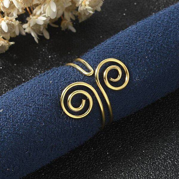 304 Stainless Steel Round Wrap Open Cuff Rings for Women Men