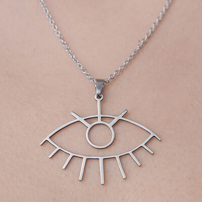 Non-Tarnish 201 Stainless Steel Hollow Eye Pendant Necklace