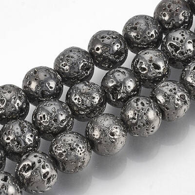 Electroplated Natural Lava Rock Beads Strands