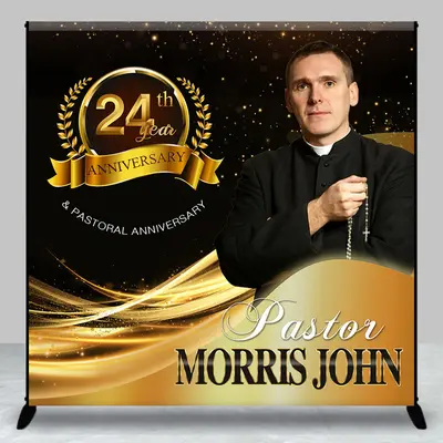Aperturee Black Gold Custom Photo Name 24Th Anniversary Backdrop | Happy Anniversary Backdrop | Happy Anniversary Decoration ...