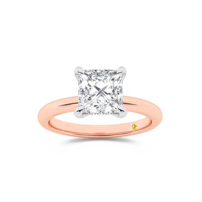 Fez Lab Grown Hidden Halo Princess Cut Diamond Engagement RIng | 18K Rose Gold 4 ct. tw.
