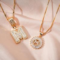 2 Pack Initial Letter Pendant Necklaces with Zircon Stones for Women, 14K Gold Plated Alphabet Necklace, Fashion Jewelry for ...