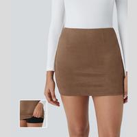 Halara High Waisted 2-in-1 Bodycon Suede Mini Casual Skirt Fit Womenswear#outdoorfun#summer Bottom Palda