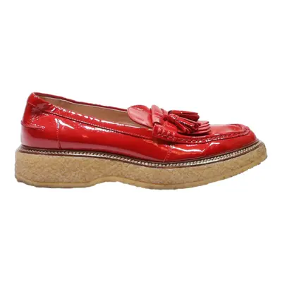 TODS Loafer Shoes Red Leather Womens UK 6