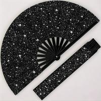 Glitter Folding Hand Fan, 1 Count Handheld Fan for Costume Party, Party Decoration Supplies for EDM, Music Festival, Club, Da...