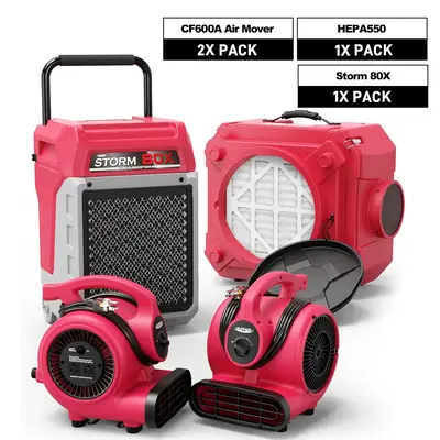 Alorair Water Damage Restoration Equipment, Storm 80X Commercial Dehumidifier*1, HEPA 550 Air Scrubber*1, GF600 Air Movers*2 ...