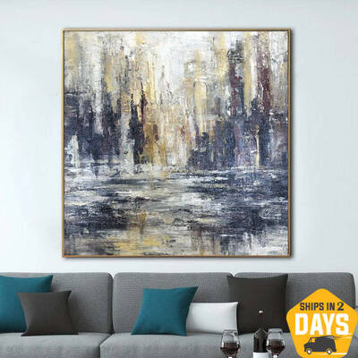 Large Abstract City Paintings On Canvas Expressionism Art Modern Textured Painting Contemporary Art Creative Painting | VENIC...