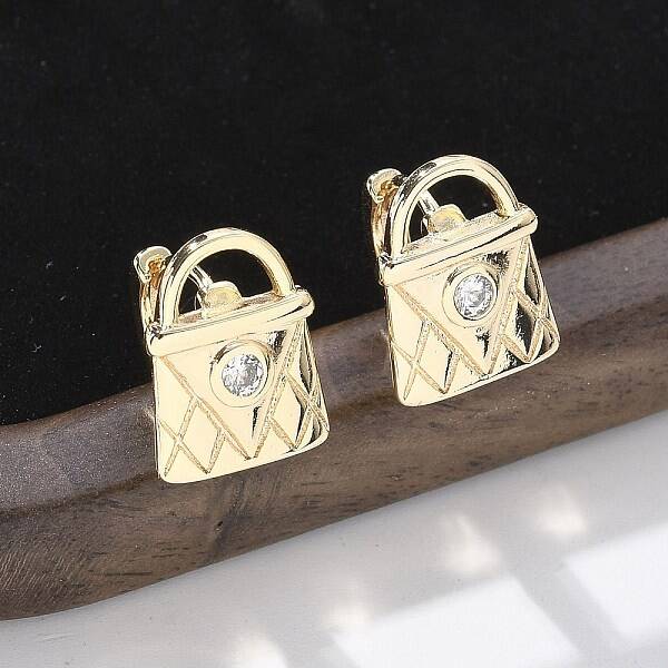 Brass & Glass Hoop Earrings