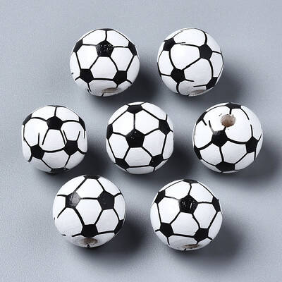 Painted Natural Wood European Beads