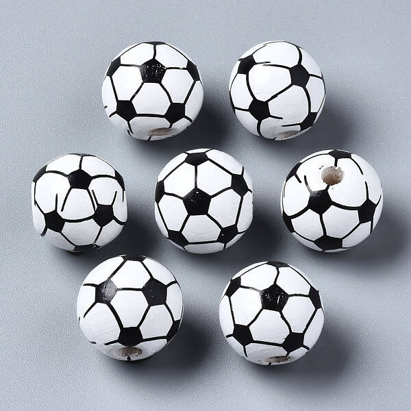 Painted Natural Wood European Beads
