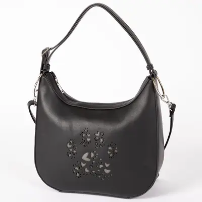 Pawfect Heart Cut-Out Handbag - Black