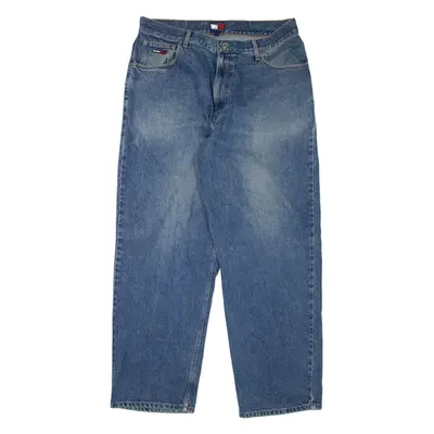 TOMMY HILFIGER Baggy Mens Jeans Blue Loose Tapered Stone Wash W36 L32