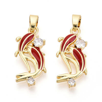Brass Micro Pave Cubic Zirconia and Enamel Pendants