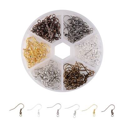 1Box 120PCS 6 Colors Iron Earring Hooks