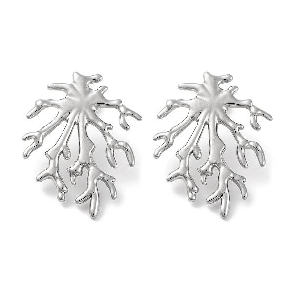 304 Stainless Steel Tree Branch Stud Earrings
