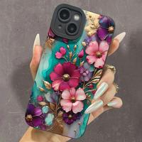 Floral Pattern Phone Case, Anti-drop Cellphone Protective Case, Total Protective Shockproof Mobile Phone Cover for iPhone 16 ...