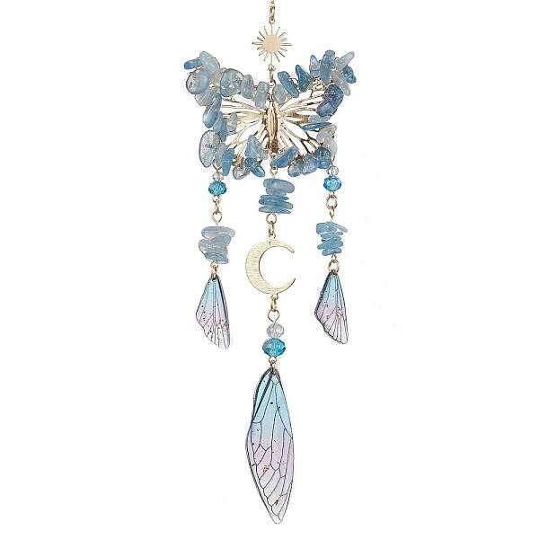 Natural Aquamarine and Resin Pendant Decorations