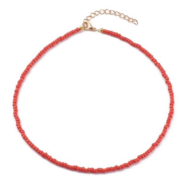 Round Opaque Colours Glass Seed Beaded Necklaces