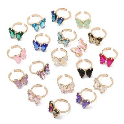 Butterfly Rack Plating Brass Micro Pave Cubic Zirconia Rings