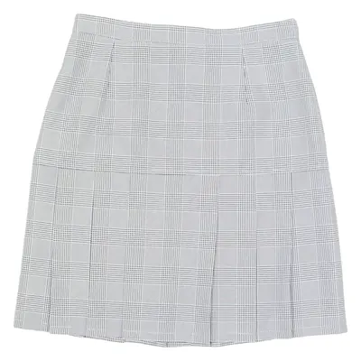 Womens Pleated Skirt White Knee Length Check M