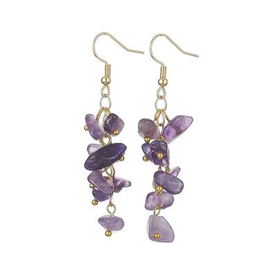 Natural Amethyst Chips Dangle Earrings