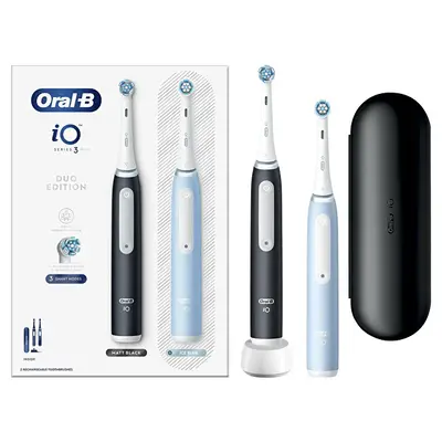 Oral B Spazzolino Elettrico Serie Io 3 Duo Nero/Blu Ghiaccio 2 Pezzi