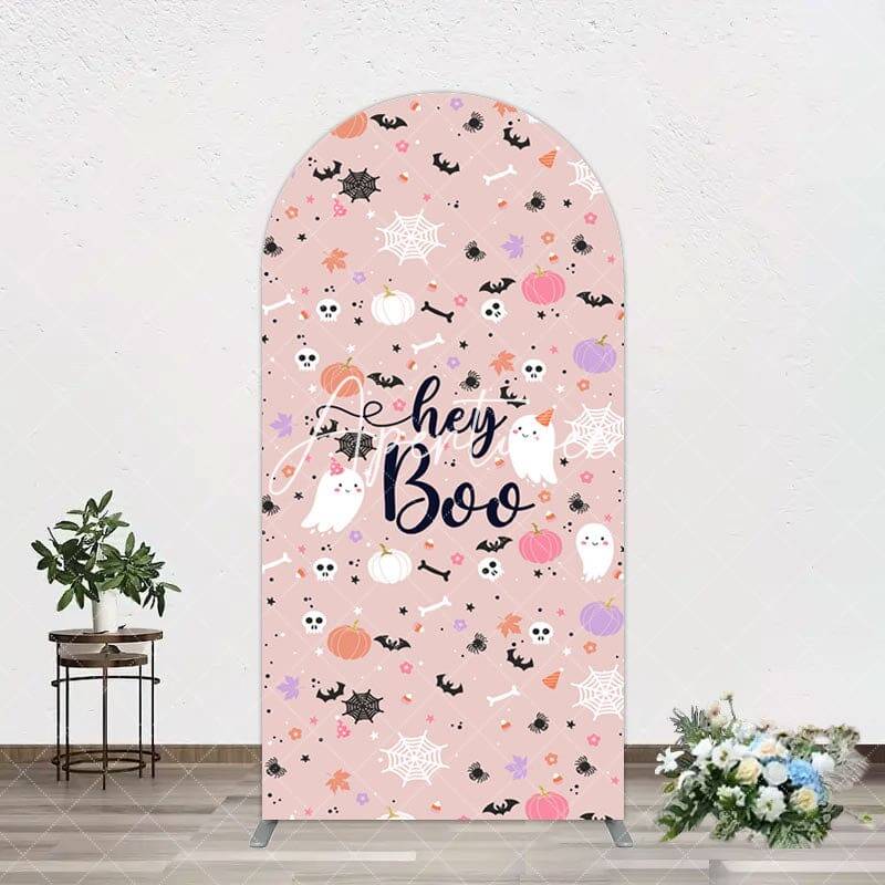 Aperturee Hey Boo Halloween Pink Baby Shower Arch Backdrop, 1.6X4FT(0.5X1.2M), 38.18 USD, arch backdrop kit, GLH0D042-A