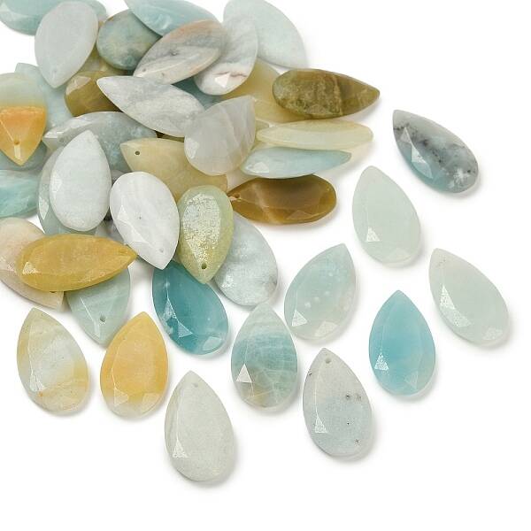 Natural Flower Amazonite Faceted Pendants