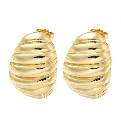 Rack Plated Chunky Teardrop Brass Stud Earrings for Women